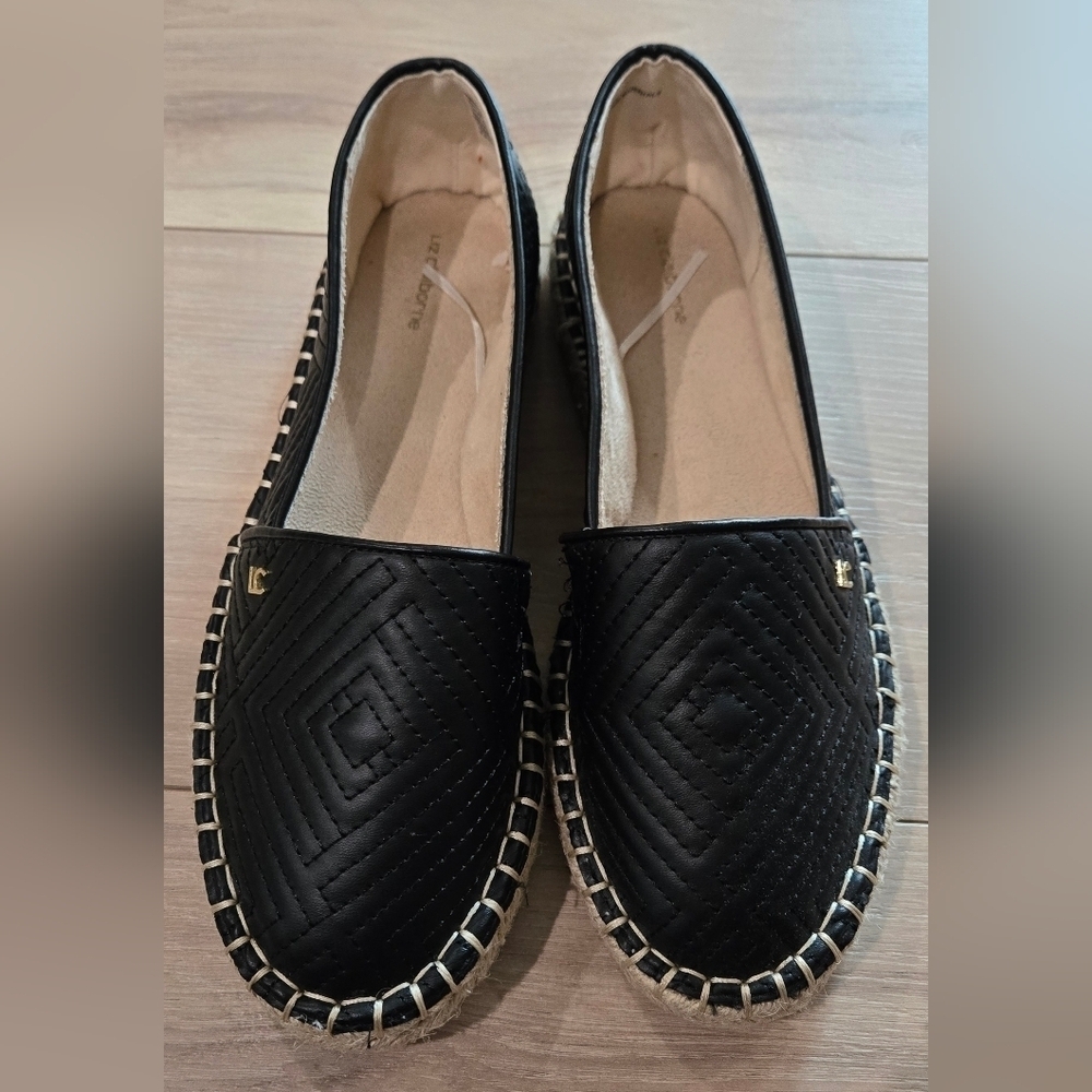 Liz Claiborne LC Marta Black Quilted Slip-On Loafers NWOB